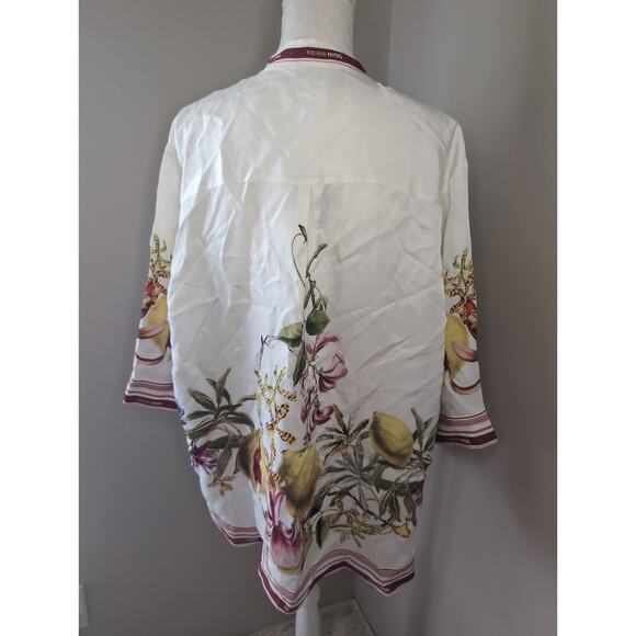 Reiss NYBG Winona Botanical boho earthy hippie satin floral shirt NWT - Picture 4 of 10